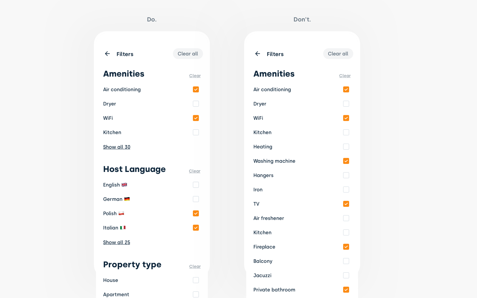 Categories of filters in the logical hierarchy.