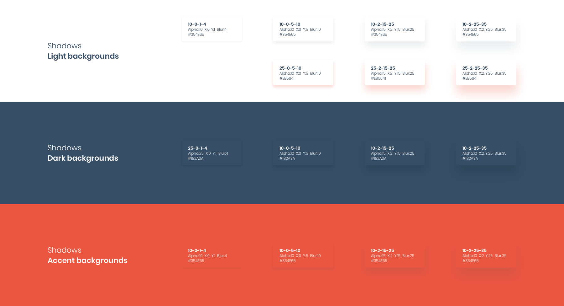 HeroDOT Shadows in Design System for TISA products.