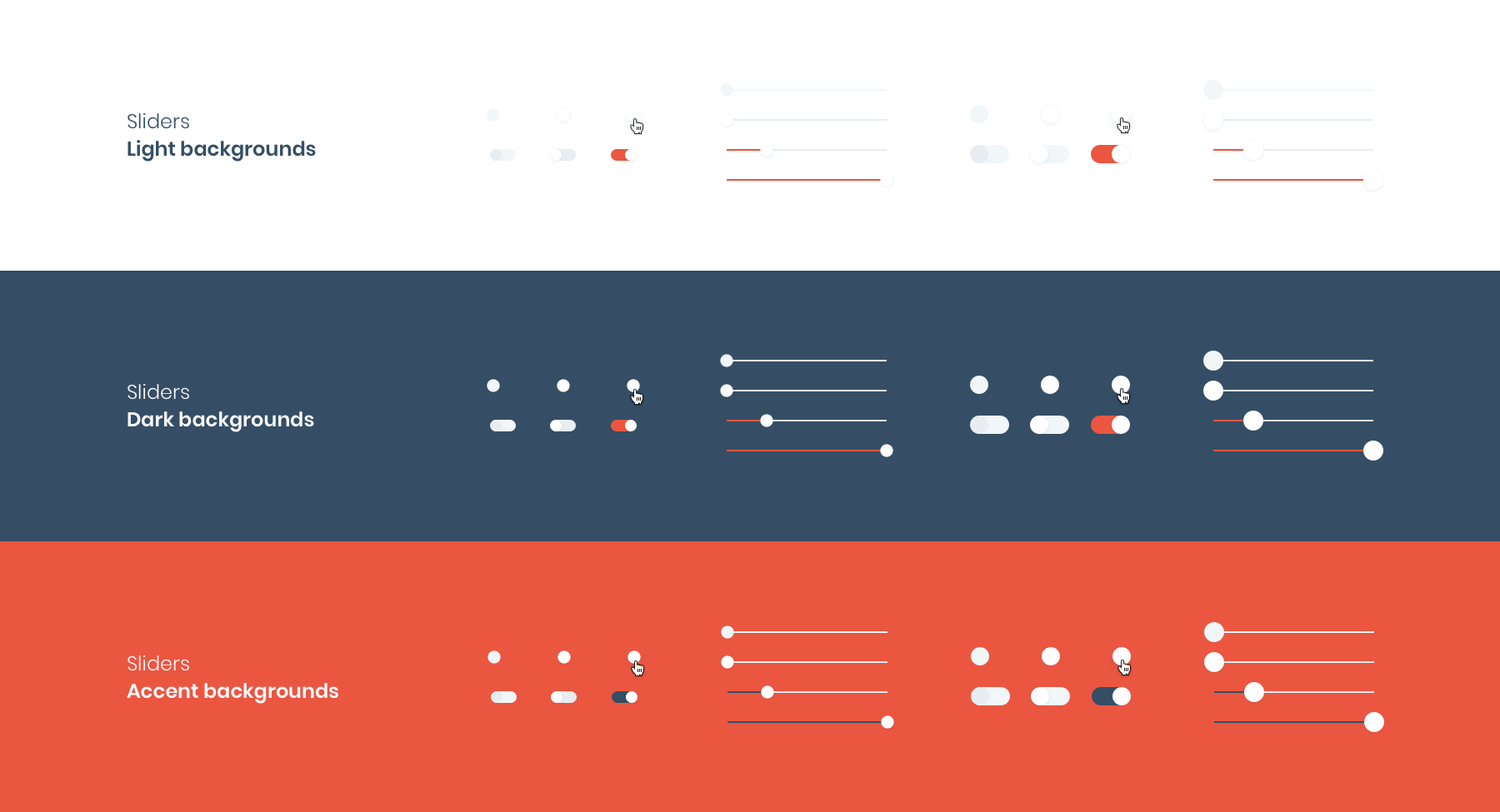 HeroDOT Sliders in Design System for TISA products.