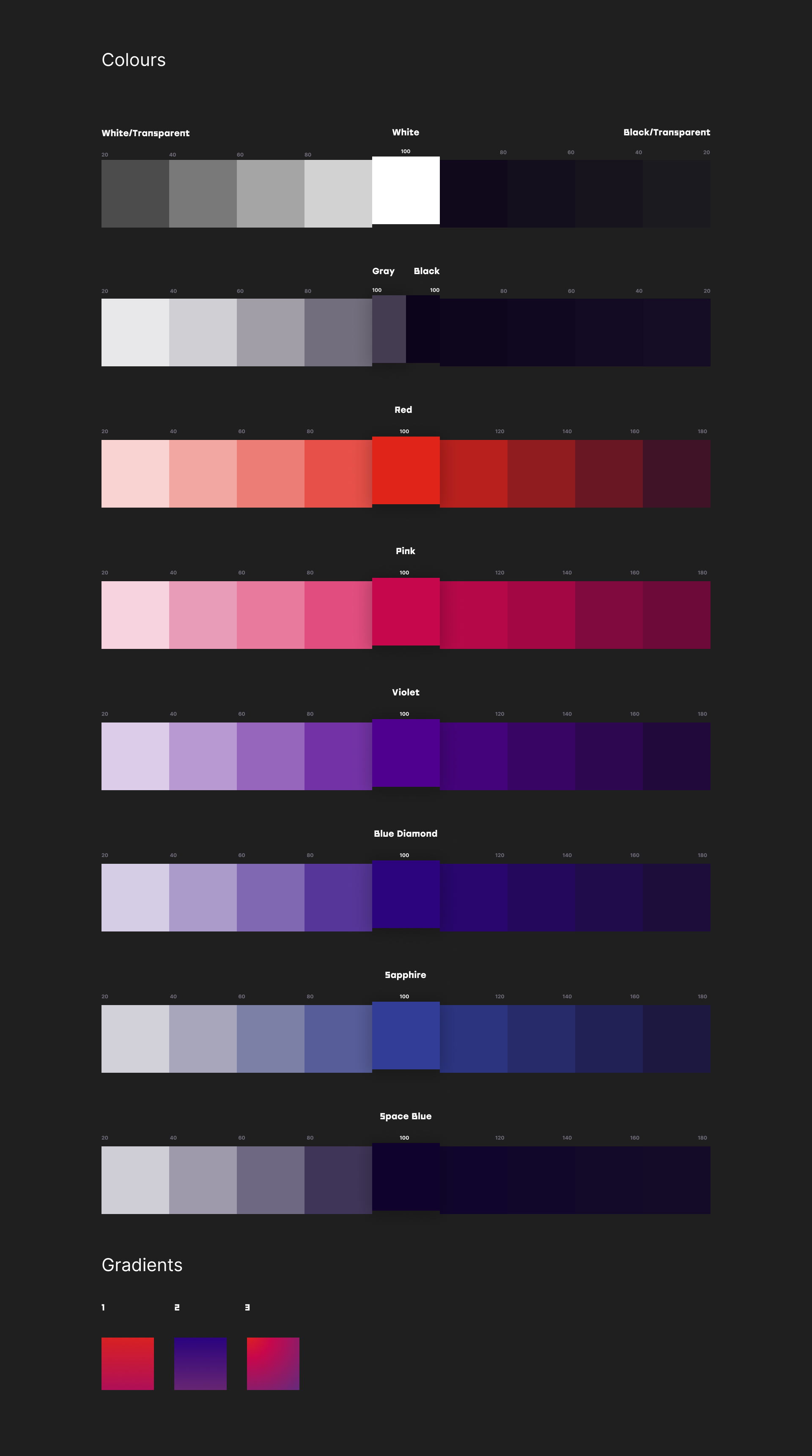 Kosmonaut Online Casino colour palette