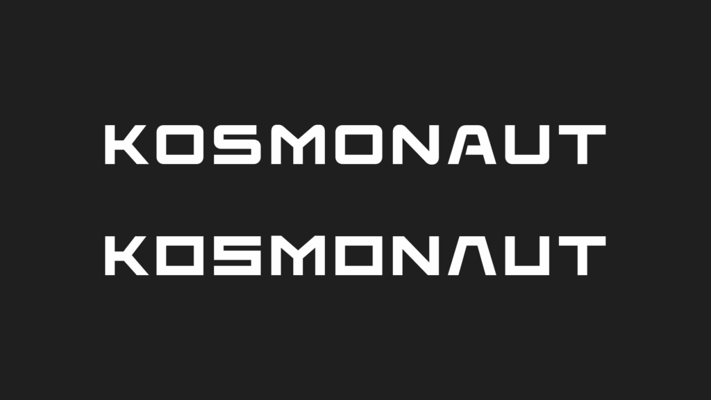 Above: "Kosmonaut" written in ElevonBelow: our custom typeface