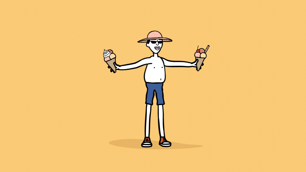 Man with two almost identical ice creams A/B testing